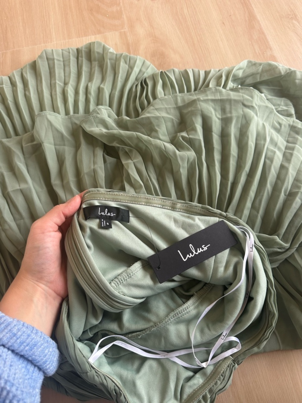 LULU'S Seriously Sensational Sage Brush Strapless Tiered Maxi Dress - Picture 6 of 6